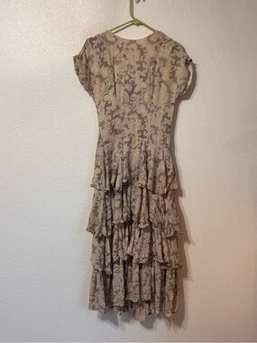 Debora Kuchme Union Made Vintage Silk Tiered Midi Dress Size 4